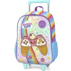 Kit Mochila de Rodinhas e Lancheira UP4YOU Sweet Game Azul - Luxcel 2024 - comprar online