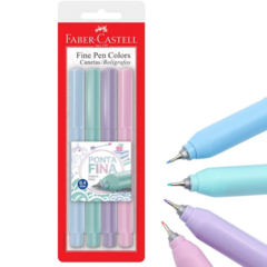 Caneta Fine Pen 4 Unidades Tons Pastel - Faber Castell