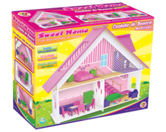 Casinha De Boneca Barbie Rosa Mdf Com 41 Mini Móveis Montada em