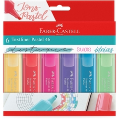 Caneta Marca Texto 6 Cores Tons Pastel Textliner 46 - Faber Castell