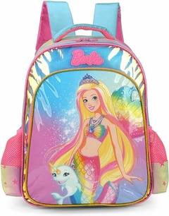 Mochila Costas Escolar Infantil Barbie Azul - Luxcel