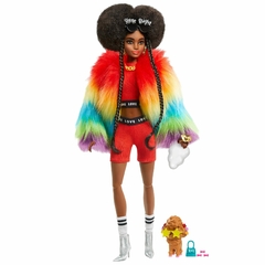 GVR04 BARBIE EXTRA CASACO DE ARCO IRIS COM PETS - comprar online