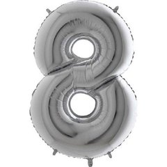 Balão Metalizado Numero 8 Prata 70cm