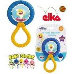 Chocalho E Mordedor Bebê Gira Gira Baby Shark Menino Menina Brinquedo Infantil Macio Estimulante Elka Original