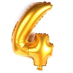 Balão Metalizado Numero 4 Dourado 70cm