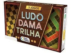 Jogo de Tabuleiro 3 Jogos Ludo, Dama e Trilha Pais e Filhos