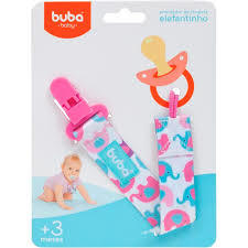 Prendedor de chupeta Elefantinho Rosa - Buba Baby