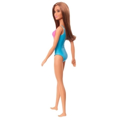 Boneca Barbie Praia Morena Clara Maiô Azul GHW40 - Mattel - DecorToys Presentes & Brinquedos