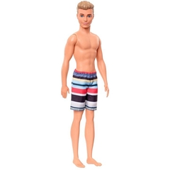 Boneco Ken Praia Loiro Bermuda Listrada GHW43 - Mattel