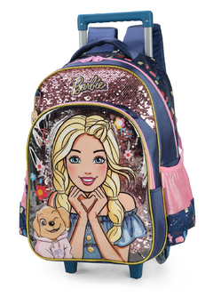 Mochila com Rodinhas Barbie Pet Paetê - Luxcel na internet