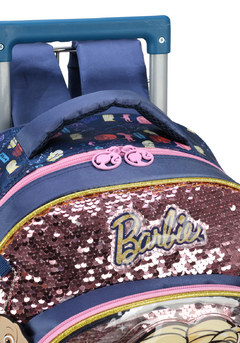 Mochila com Rodinhas Barbie Pet Paetê - Luxcel