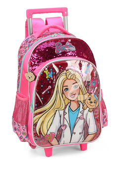 Mochila com Rodinhas Barbie Pet Paetê - Luxcel