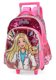 Mochila com Rodinhas Barbie Pet Paetê - Luxcel na internet