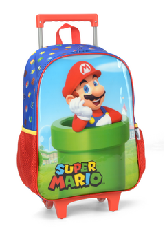 Mochila com Rodinhas Super Mario Azul - Luxcel