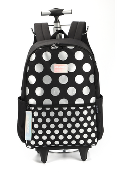 Mochila com Rodinhas Preto Poá Up4You - Luxcel