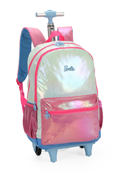 Mochila com Rodinhas Barbie Azul Holográfica - Luxcel