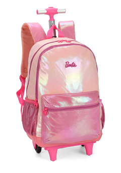 Mochila com Rodinhas Barbie Pink Holográfica - Luxcel