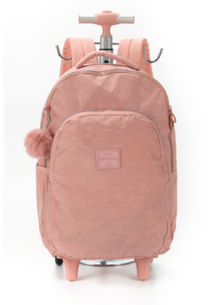 Mochila com Rodinhas e Alças Crinkle Nude Up4You - Luxcel