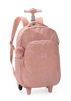 Mochila com Rodinhas e Alças Crinkle Nude Up4You - Luxcel - comprar online