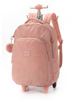 Mochila com Rodinhas e Alças Crinkle Nude Up4You - Luxcel na internet