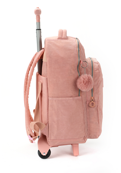 Mochila com Rodinhas e Alças Crinkle Nude Up4You - Luxcel - loja online