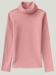 Blusa Gola Alta Infantil Menina em Ribana Conforto Rosa - Malwee Kids