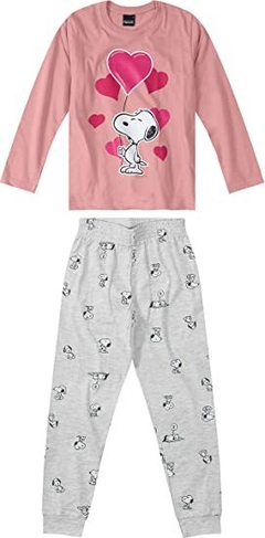 Pijama Manga Longa Snoopy Rosa - Malwee