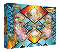 Box Pokémon Sol e Lua Tapu Koko Coleção com Broche e Miniatura 37 cartas - Copag