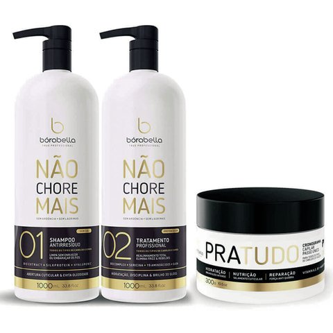 Borabella Kit Progressiva Não Chore Mais 2x1L + Mascara Pra Tudo 300g