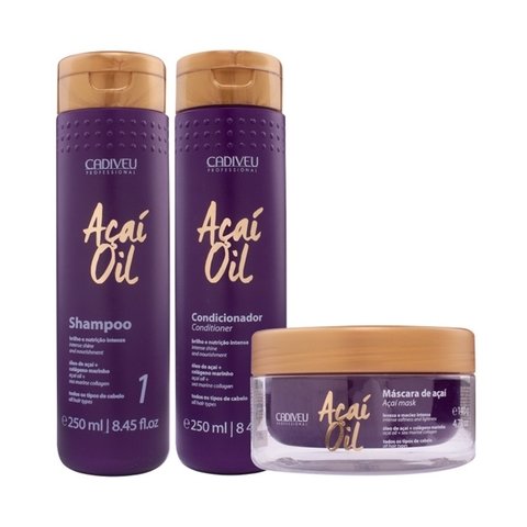 Cadiveu Açaí Oil Kit Trio Shampoo 250ml Condicionador 250ml Máscara 140g - P