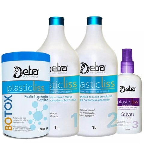 Kit Tratamento Detra Plastic Liss Escova Progressiva 1litro Sem Formol e Botox Plastic Liss 1Kg - R