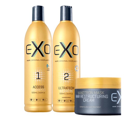 Exo Hair Kit Exoplastia Progressiva Alisamento 2x500ml + Nanotron Mask Mascara Reconstrução 250g