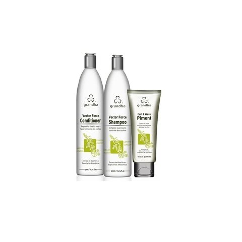 Grandha Curl & Wave Kit Manutenção Cachos - Shampoo 300ml Conditioner 300ml Leave-in 150ml