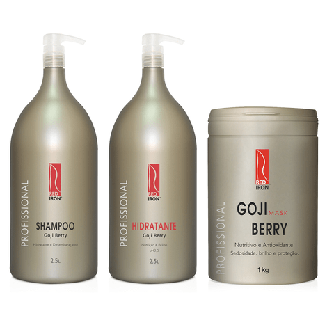 Kit Red Iron Goji Berry Shampoo 2,5L + Hidratante Goji Berry 2,5L + Máscara Nutritiva Goji Berry 1Kg