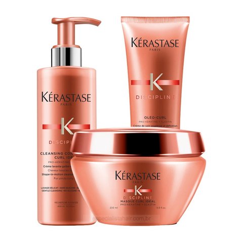 Kit Kerastase Discipline Curl Ideal Condicionador 400ml + Máscara 200ml + Leave-in 150ml