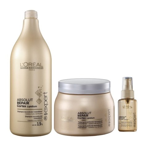 Kit Loreal Absolut Repair Shampoo 1500ml + Mascara 500ml + Serum 50ml