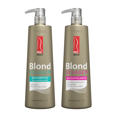 Kit Red Iron Blond Selagem Shampooo Desembaraçante 1000ml + Acidificante 1000ml