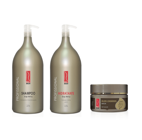 Kit Red Iron Goji Berry Shampoo 2,5L + Hidratante Goji Berry 2,5L + Óleos Lendários Mask 300g