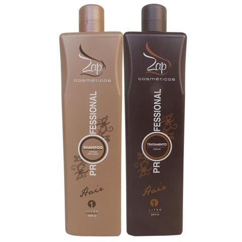 Kit ZAP Escova Progressiva Shampoo 1L + Tratamento 1L