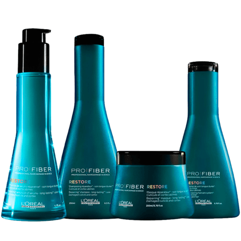 Kit Loreal Pro Fiber Restore Shampoo 250ml + Condicionador 200ml + Máscara 200ml + Leave In 125ml