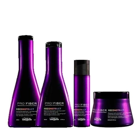 Kit Loreal Pro Fiber Reconstruct Shampoo 250 ml + Condicionador 200ml + Máscara 200ml + Leave In 75ml