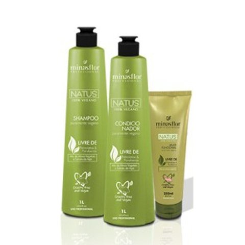 Minas Flor Kit Natus 100% Vegano - Shampoo, Condicionador 1L e Multifuncional 250ml