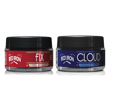 Kit Red Iron Pomada Cloud Efeito Nuvem 60g + Red Iron Red Fix Cera Modeladora 60g