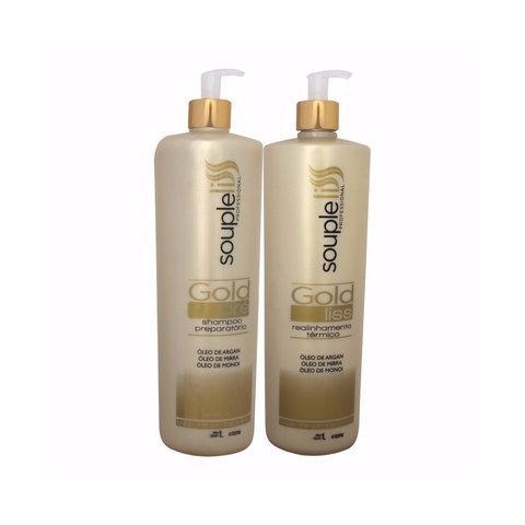 SOUPLE LISS ESCOVA REALINHAMENTO TÉRMICO GOLD LISS 2X1L - R