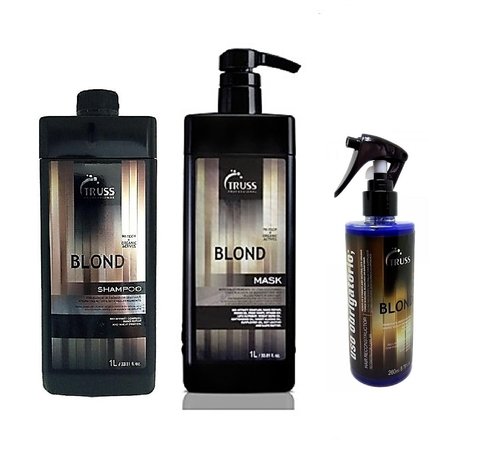 Kit Truss Blond Hair Shampoo 1000ml + Blond Hair Mask 1000ml + Uso Obrigatório Blond 260m