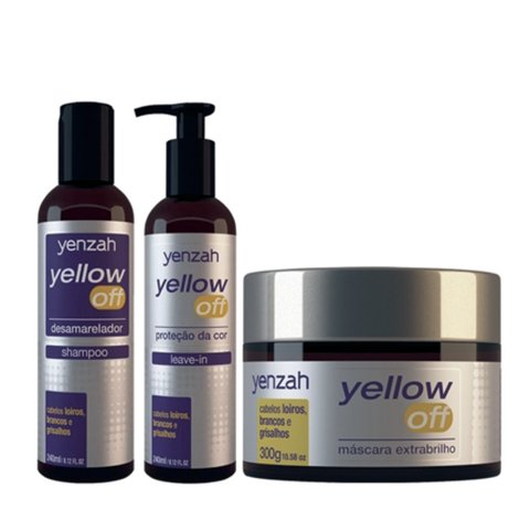 Yenzah Yellow Off Kit Shampoo 240ml, Leave-In 240ml e Máscara Extrabrilho 300g