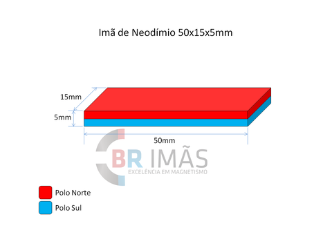 Imã Neodímio N35 50x15x5mm - Bloco na internet