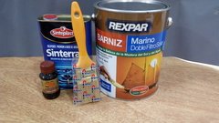 OFERTA 4 LTS DE BARNIZ REXPAR + AGUARRAS + TINTA + PINCEL