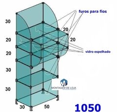 Balcão caixa em vidro modulado 50x30x1,00cm