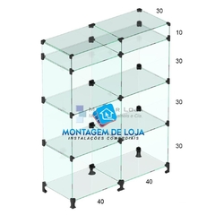 Balcão de vidro modulado e temperado 0,80x1,10x0,30m